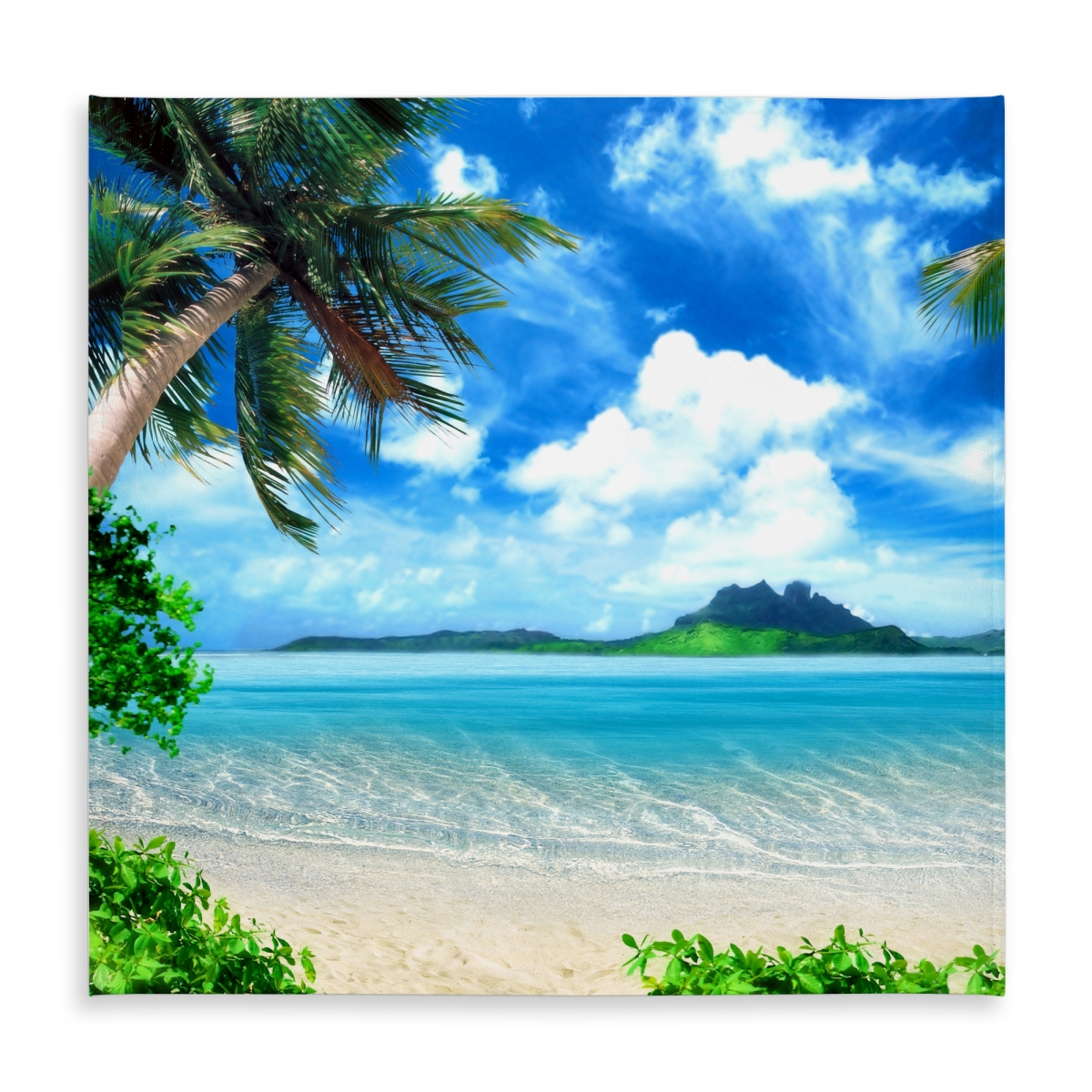 Picture of Begin Home Decor C1TC5858TTUIHW 58 x 58 in. The Beach Tablecloth - Indoor Outdoor Home Decor Elegance