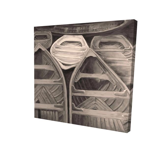8 x 8 in. Sepia Canoes-Print on Canvas