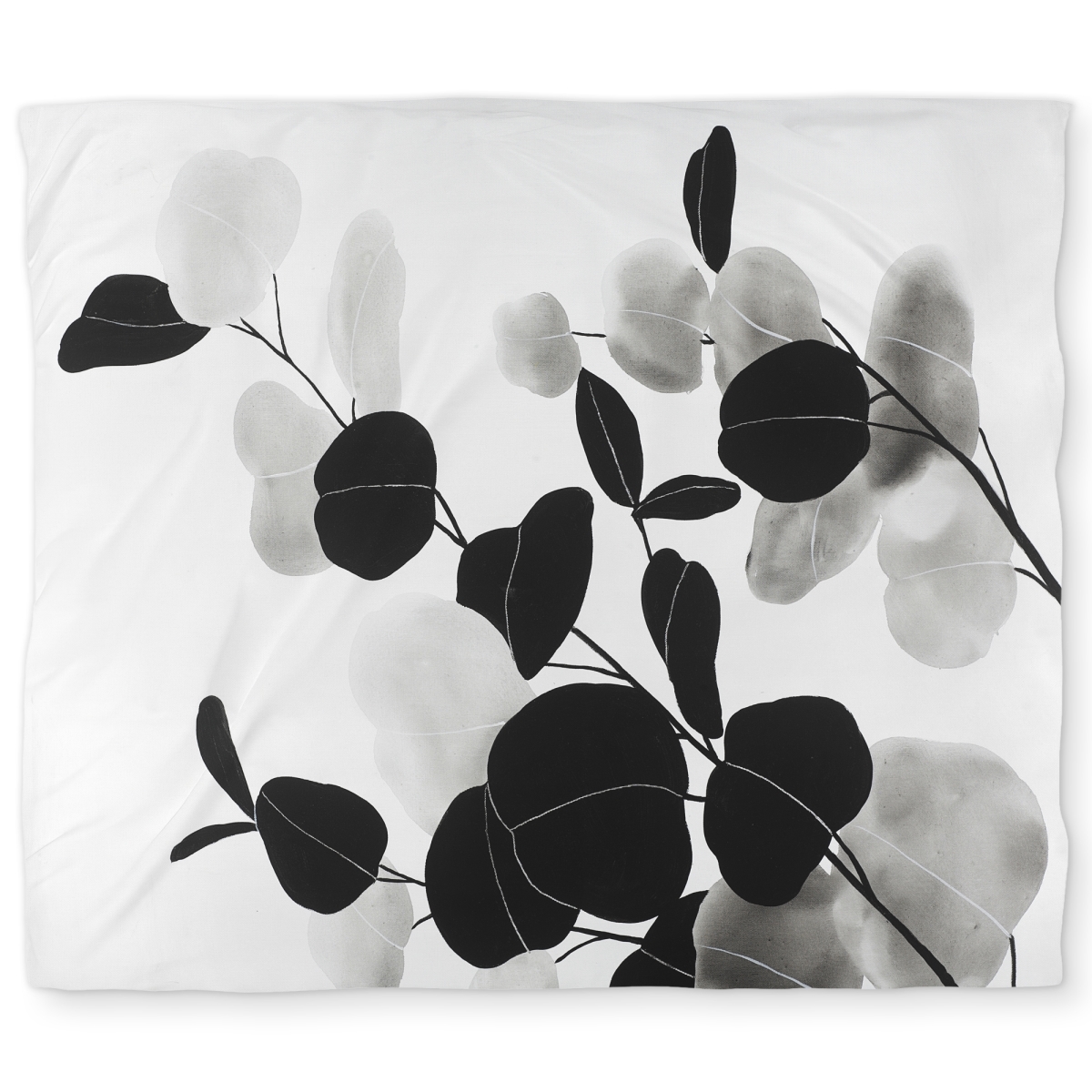 C1DCKSW0LIXETF Grayscale Branches Leaves King Size Duvet Cover - White Home Decor