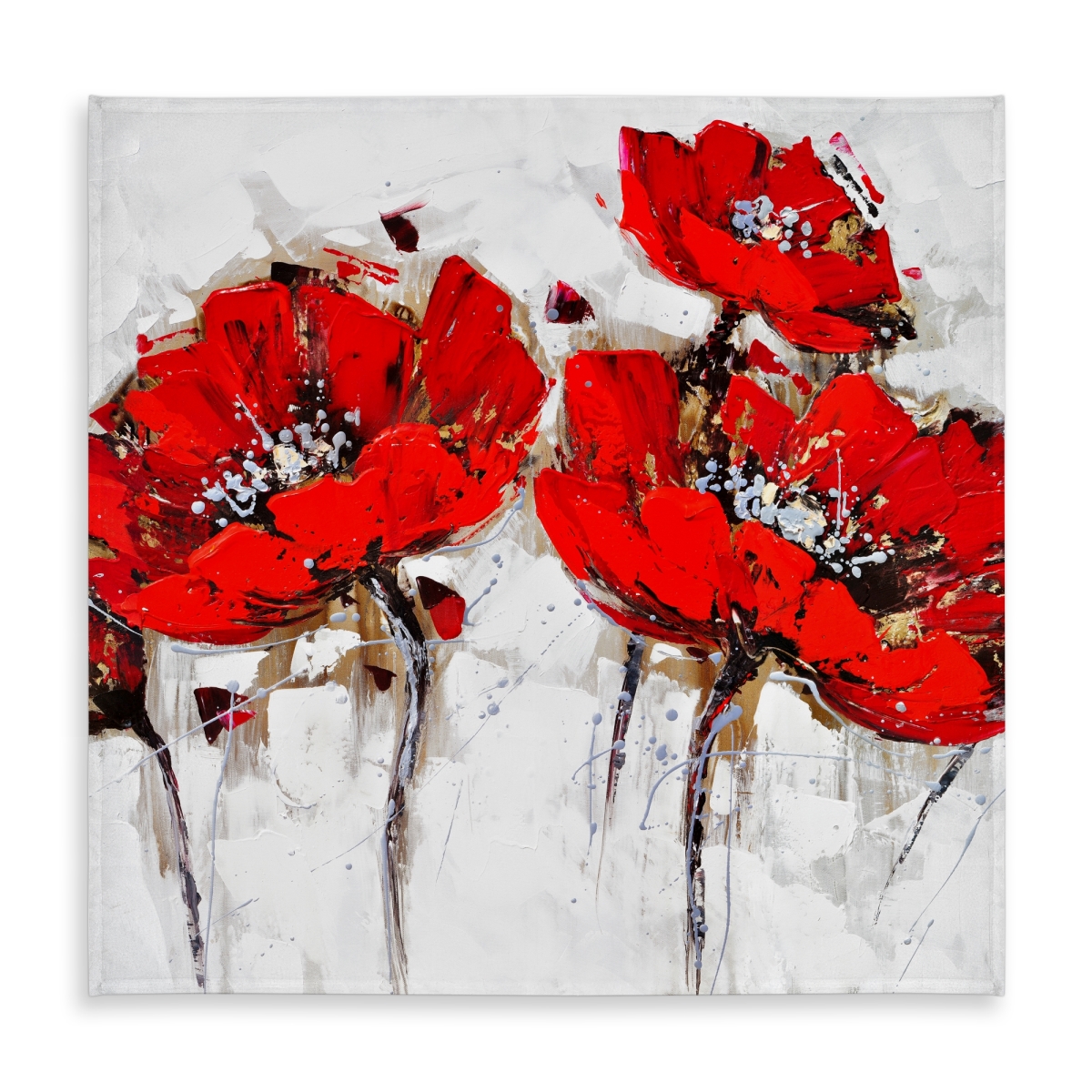 Picture of Begin Home Decor C1TC5858GWNXZB 58 x 58 in. Abstract Poppy Flowers Tablecloth - Indoor Outdoor Decor