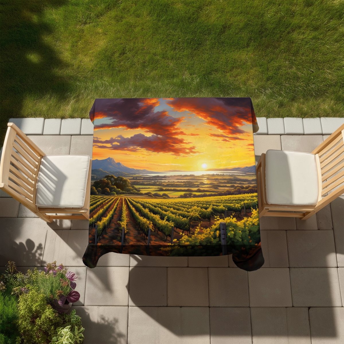 Picture of Begin Home Decor C1TC5858WAOVC5 58 x 58 in. Time To Sleep Tablecloth - Modern Bedroom - Indoor & Outdoor Decor