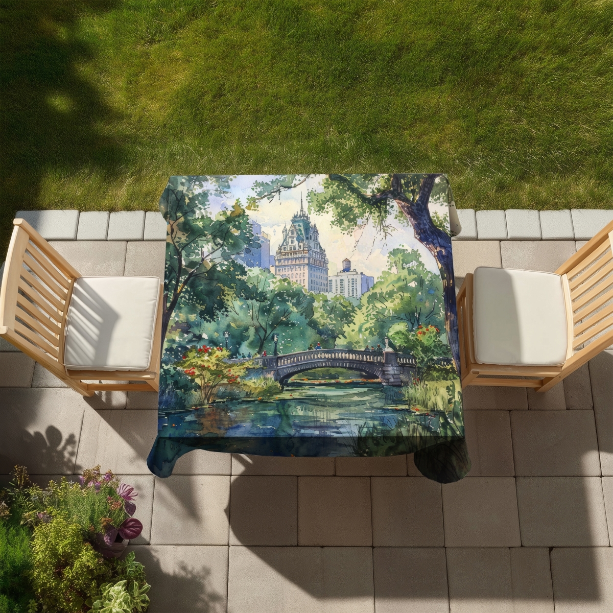 Picture of Begin Home Decor C1TC5858X5NKB4 58 x 58 in. Castle Indoor & Outdoor Tablecloth - Stylish Home Decor Essential