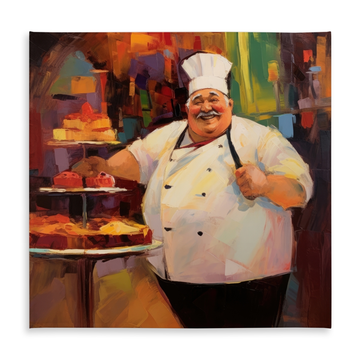 Picture of Begin Home Decor C1TC5858SFC6Q8 58 x 58 in. Jolly Chef Abstract White Tablecloth - Indoor & Outdoor Decor
