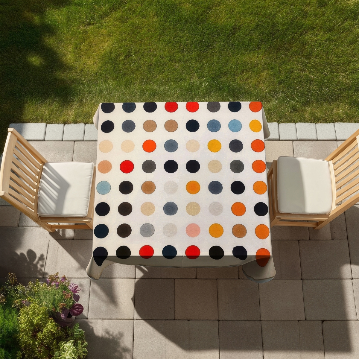 Picture of Begin Home Decor C1TC5858TVN3CN 58 x 58 in. Distanced Circles Tablecloth - Minimalist Decor for Home