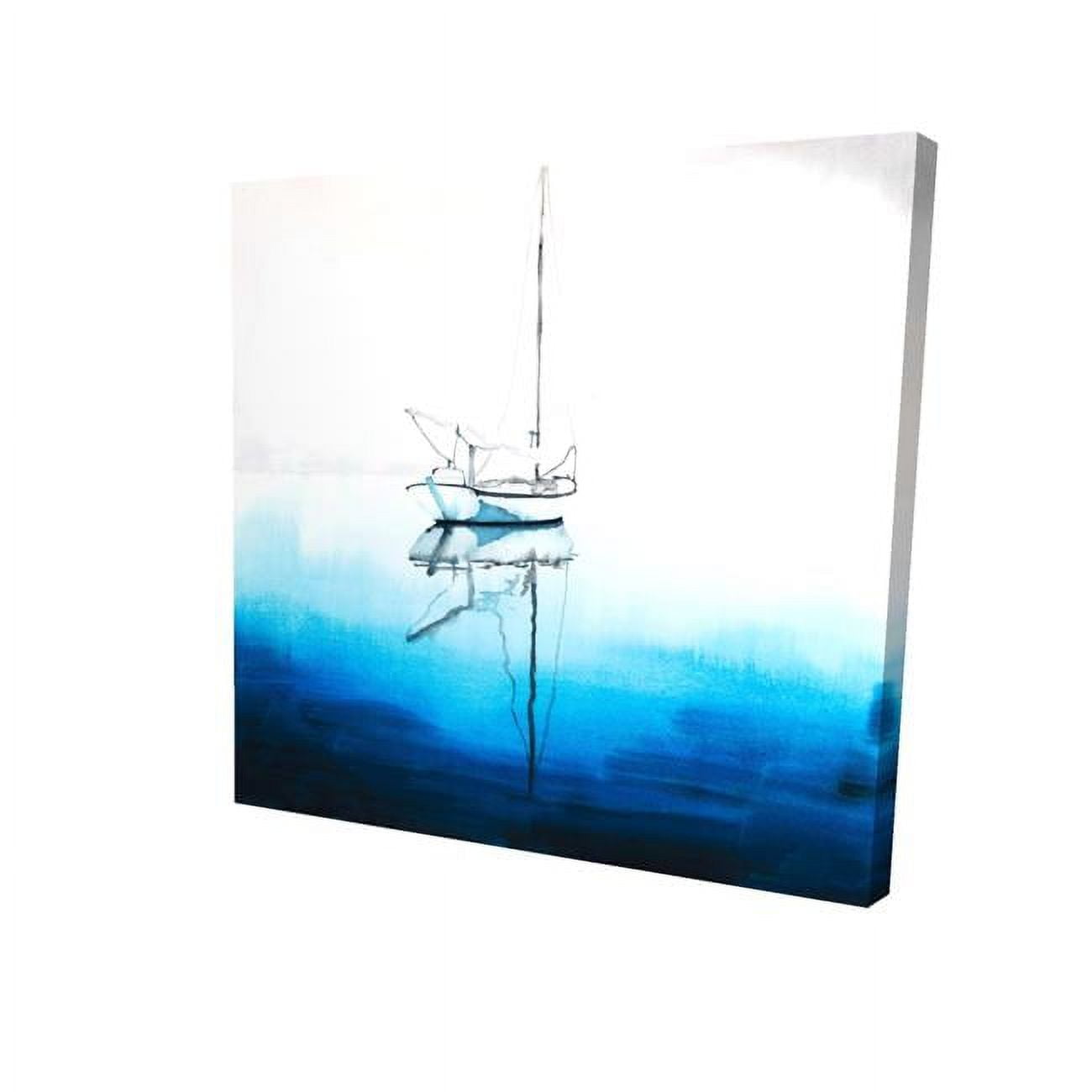 8 x 8 in. White Boat on A Deep Blue Water-Print on Canvas