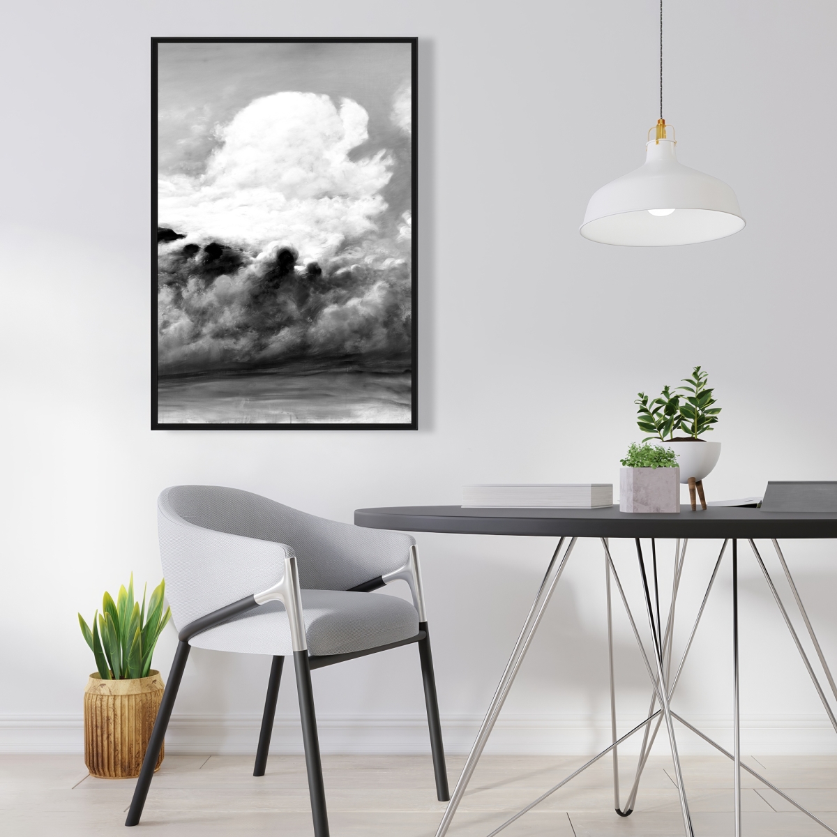C1FC24364YI1CP 24 x 36 in. Clouds - Black Mountains Framed Canvas for Home Decor