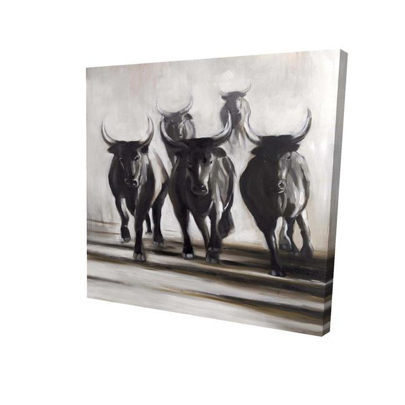 16 x 16 in. Running Fierce Bulls-Print on Canvas