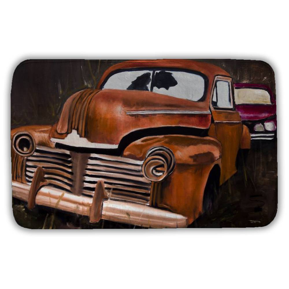 5930-2134-TR67 21 x 34 in. Old Car Crash Bath Mat - Still Life Bedroom Decor Brown