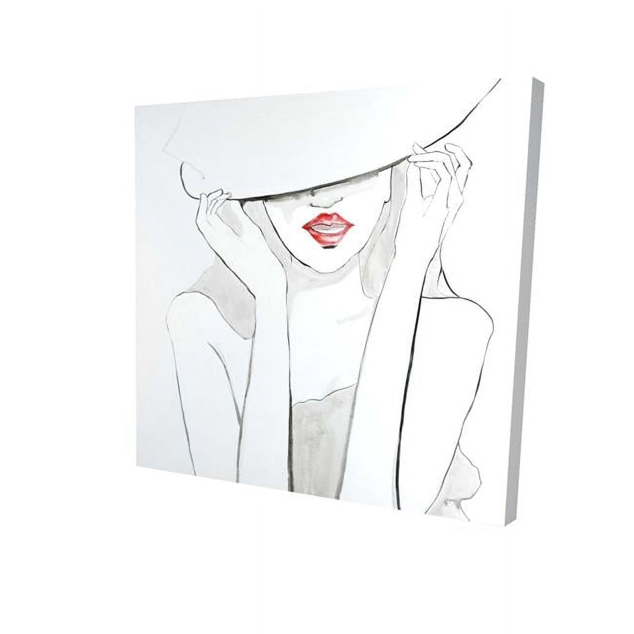 8 x 8 in. Woman with Big Hat-Print on Canvas