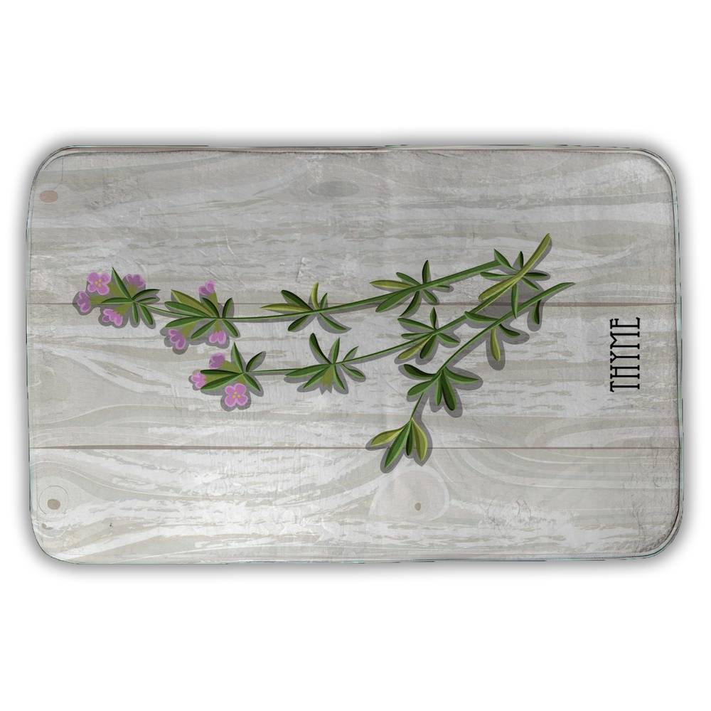 5930-3421-GA20 21 x 34 in. Botanical Kitchen Gray Bath Mat - Thyme on Wood Home Decor