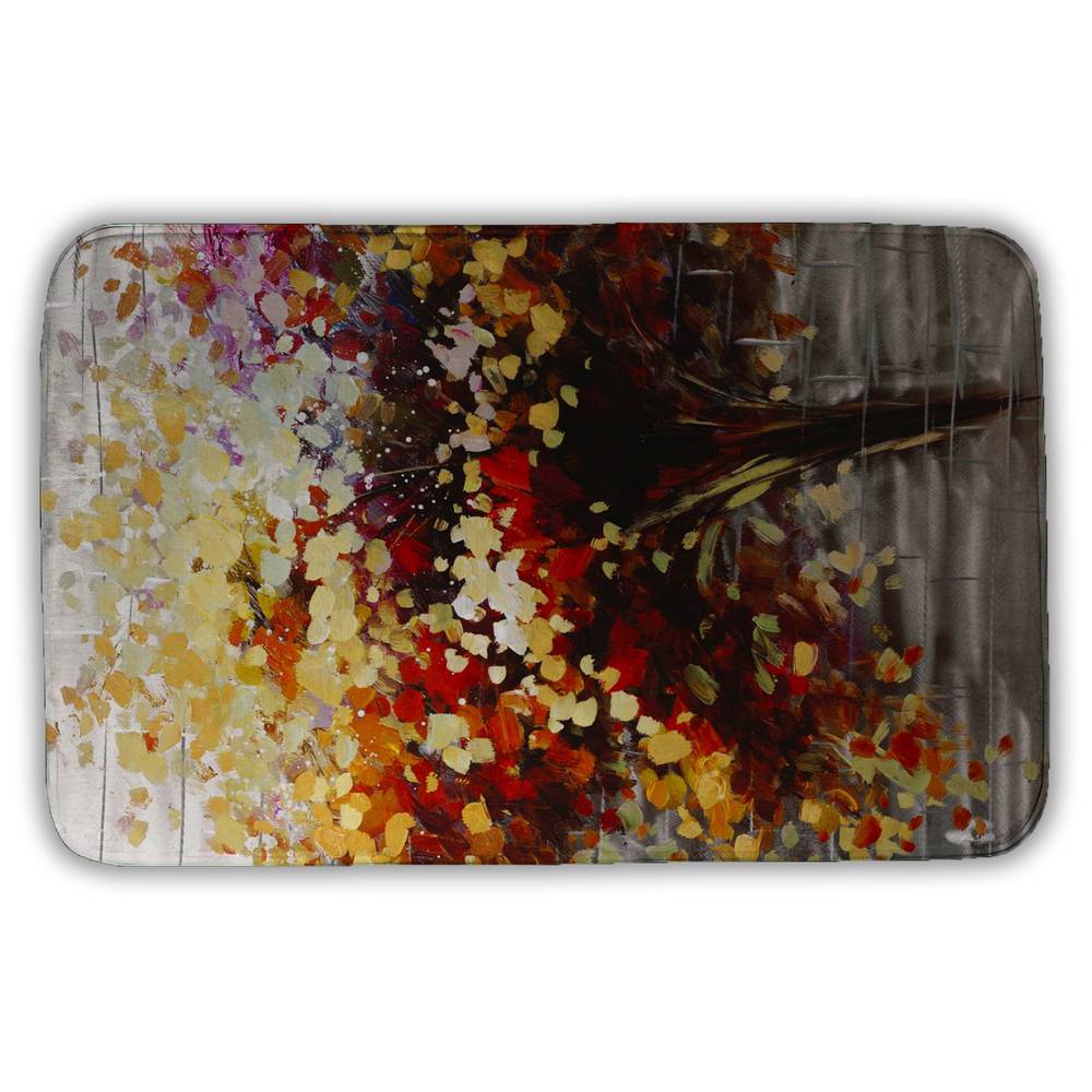 5930-3421-LA14 21 x 34 in. Abstract Colorful Tree Bath Mat - Modern Trees Brown Decor