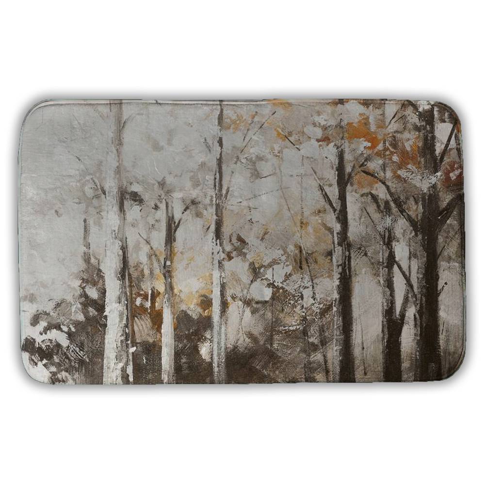 5930-2134-LA18 21 x 34 in. Abstract White Forest Bath Mat - Brown Bedroom Trees Decor