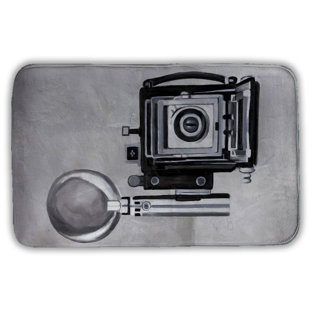 5930-3421-MI29 21 x 34 in. Vintage Camera Gray Bath Mat - Unique Home Decor Accent