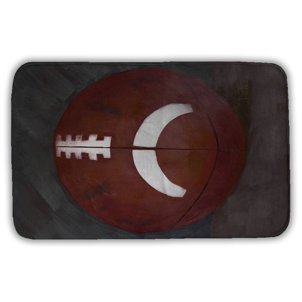 5930-3421-SP11 21 x 34 in. Football Ball Man Cave Bath Mat - Still Life Brown Decor