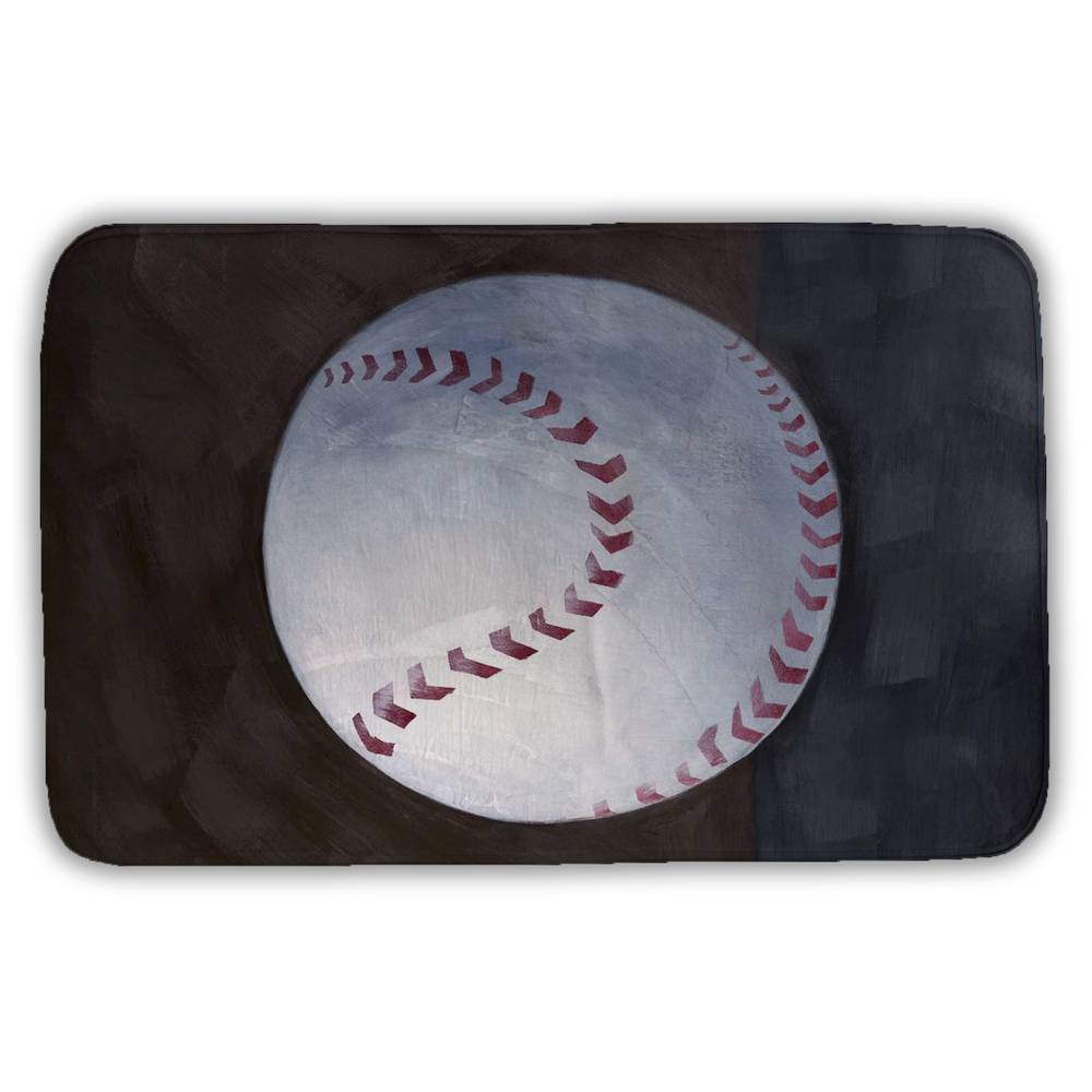5930-3421-SP12 21 x 34 in. Baseball Bath Mat - Still Life White - Home Decor Hobbies