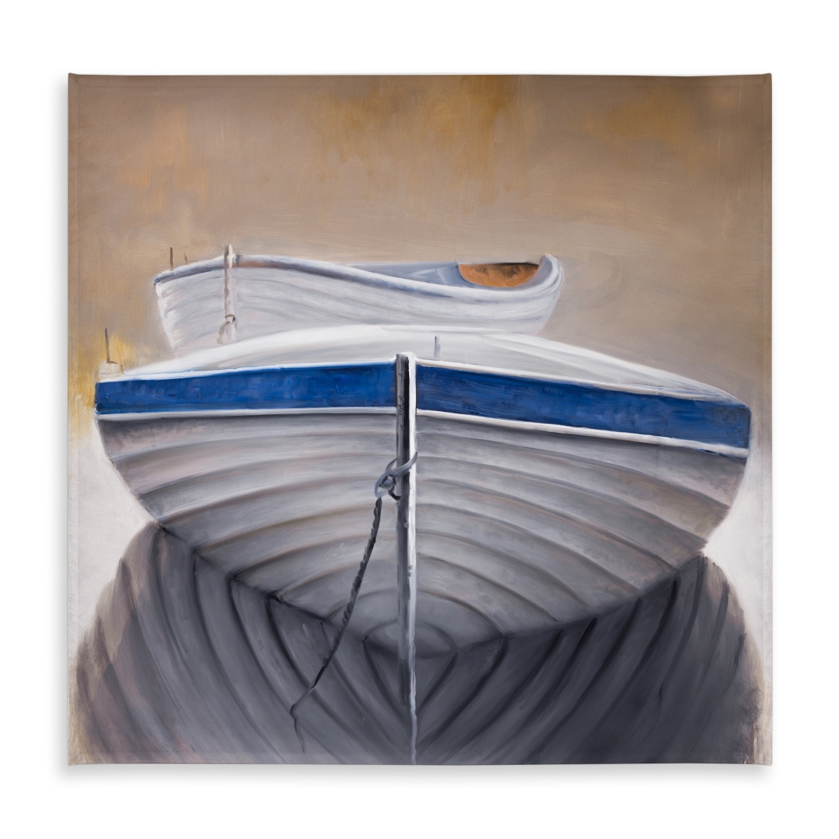 Picture of Begin Home Decor C1TC5858V6RYOO 58 x 58 in. Contemporary Coastal Tablecloth - Two Canoe Boats Design