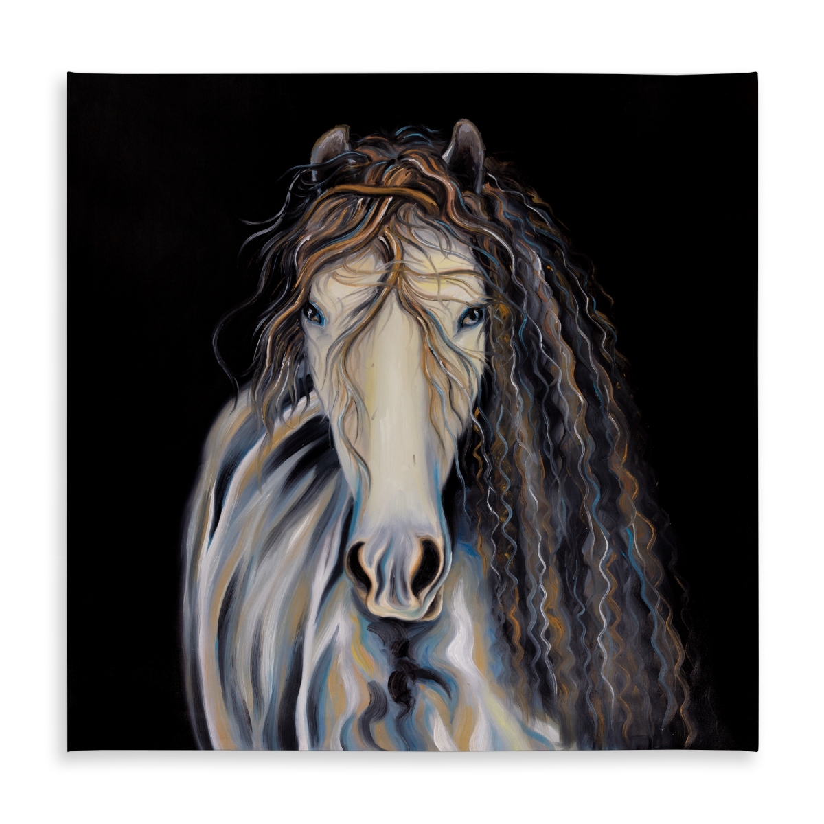 Picture of Begin Home Decor C1TC5858TPLHGO 58 x 58 in. Abstract Horse Tablecloth - Indoor & Outdoor Home Decor