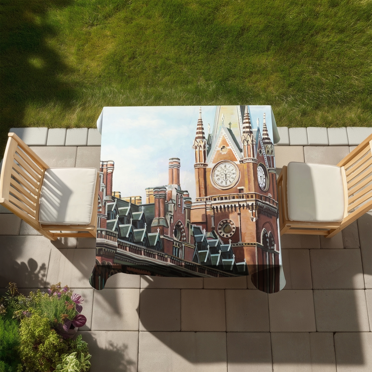 Picture of Begin Home Decor C1TC5858P66EDY 58 x 58 in. St Pancras Station Tablecloth - Indoor & Outdoor Home Decor