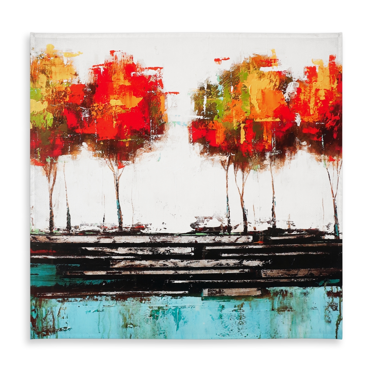 Picture of Begin Home Decor C1TC5858VCD6QR 58 x 58 in. Blue Industrial Landscapes Tablecloth - Modern Style Trees