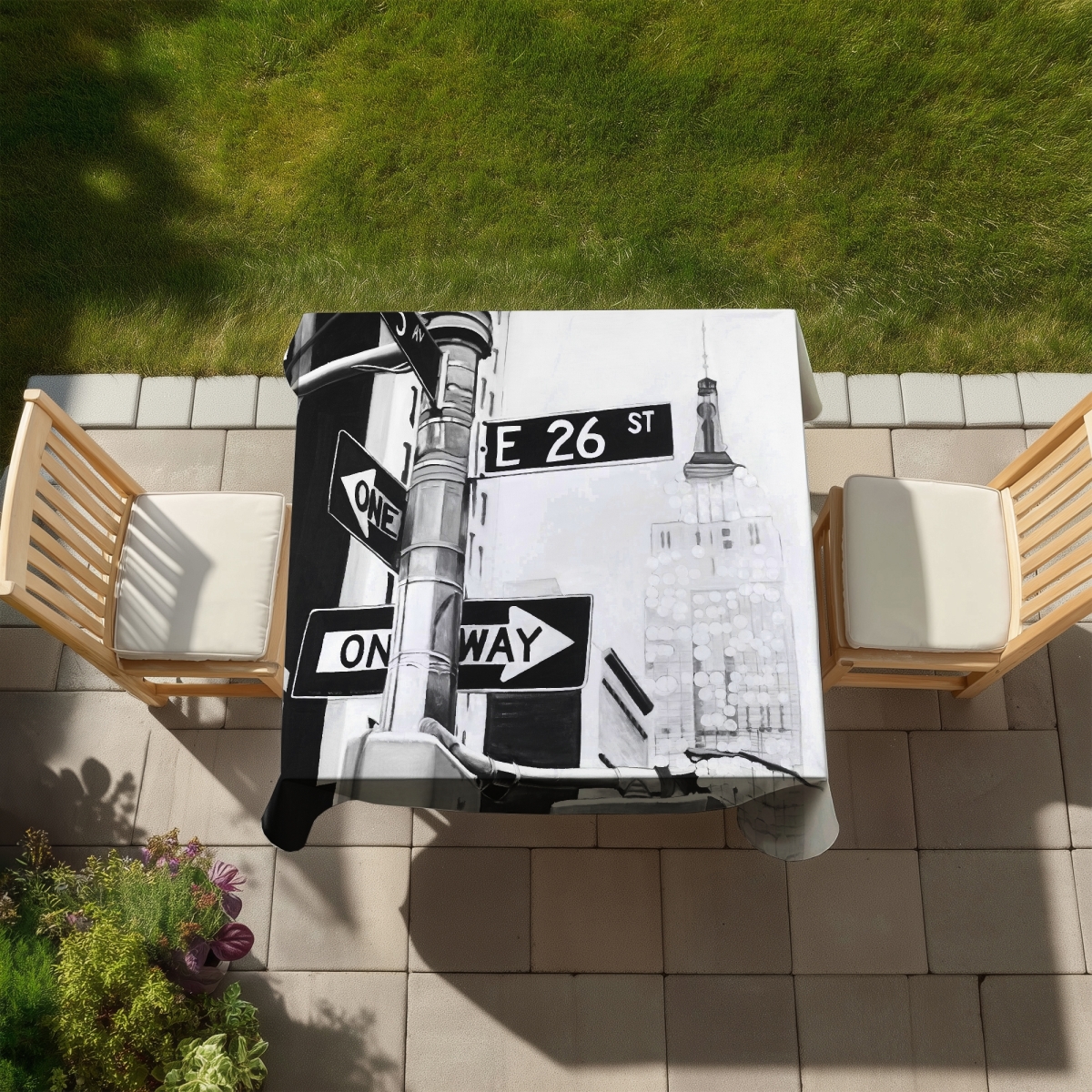 Picture of Begin Home Decor C1TC5858WX8I2L 58 x 58 in. York City Street Signs Tablecloth - Indoor & Outdoor Decor