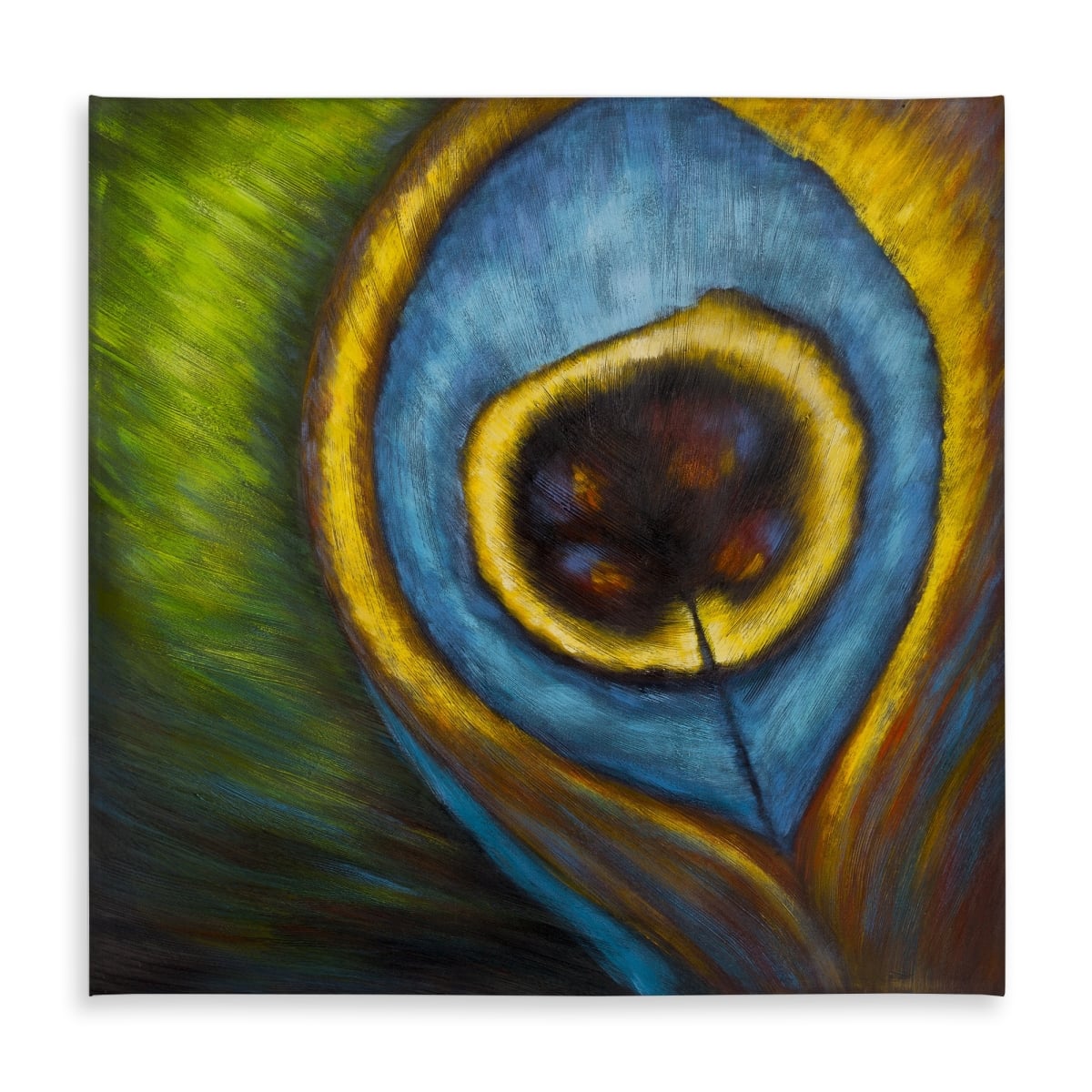 Picture of Begin Home Decor C1TC5858WAQGHY 58 x 58 in. Peacock Feather Tablecloth - Indoor & Outdoor Home Decor