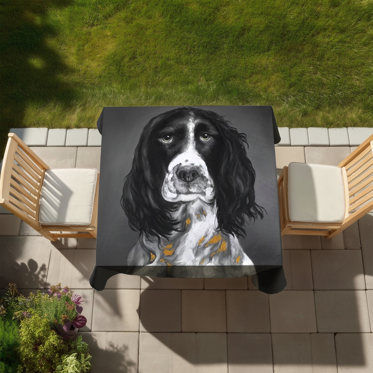 Picture of Begin Home Decor C1TC5858662WTV 58 x 58 in. Springer Spaniel Tablecloth - Indoor Outdoor Pet Decor