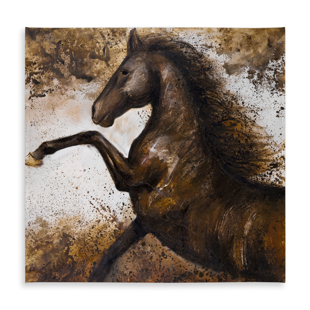 Picture of Begin Home Decor C1TC5858UFL3QV 58 x 58 in. Horse Rushing Tablecloth - Brown Indoor & Outdoor Home Decor