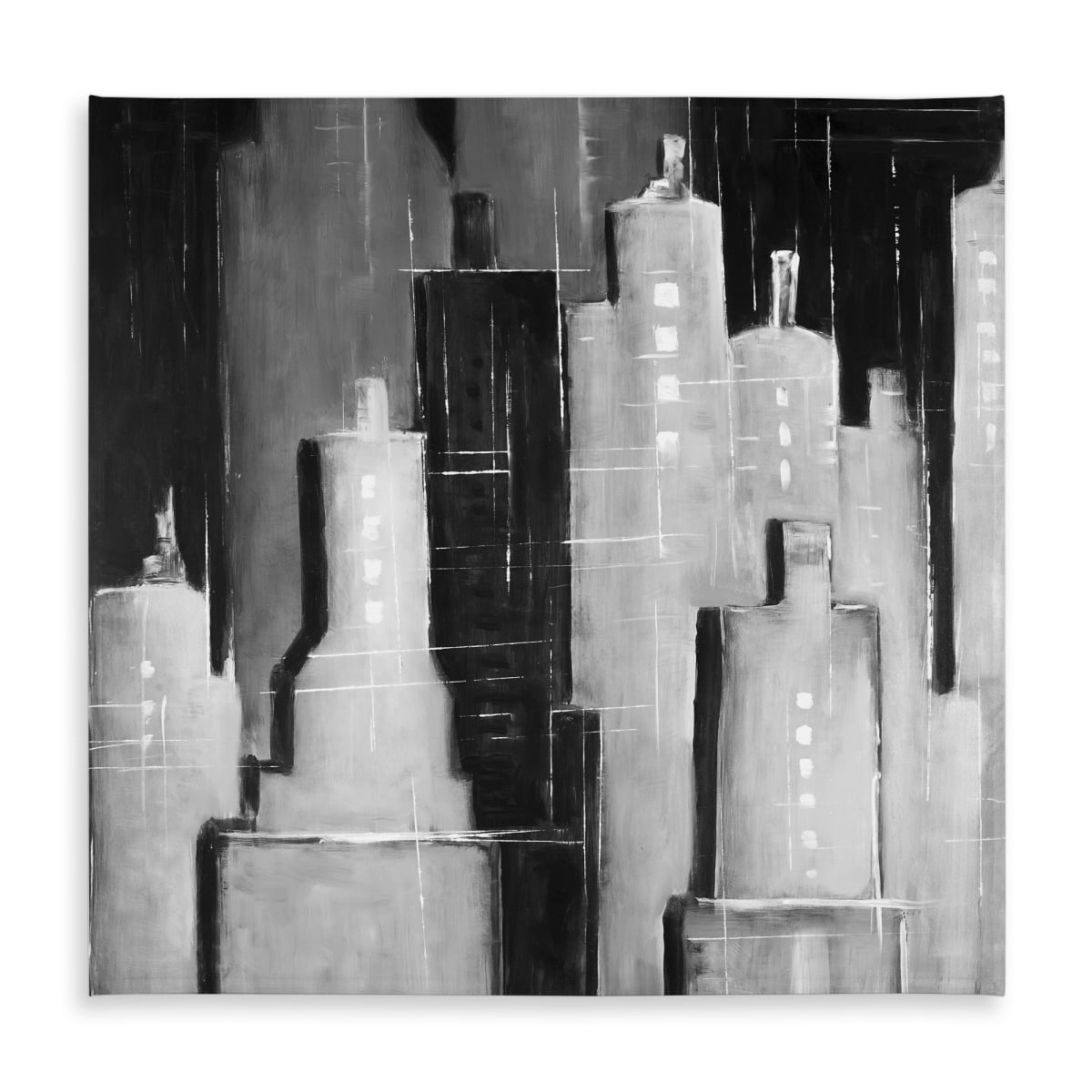 Picture of Begin Home Decor C1TC5858SI7QE9 58 x 58 in. Abstract Black & White Cityscape Tablecloth - Indoor & Outdoor