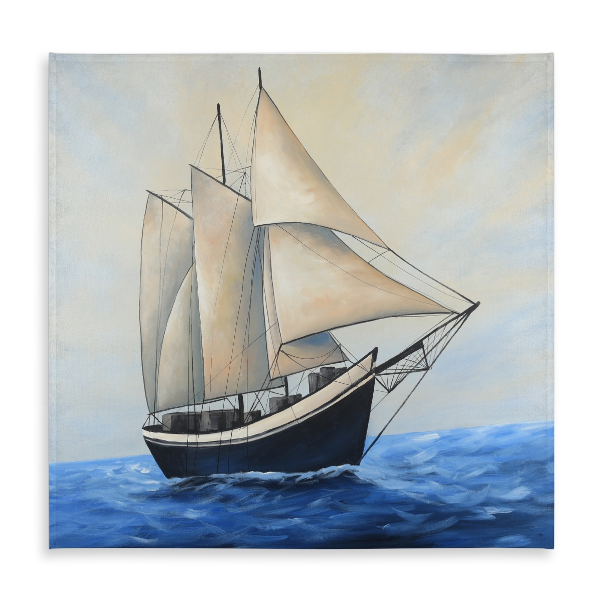 Picture of Begin Home Decor C1TC58581NRQL8 58 x 58 in. Coastal Blue Marine Tablecloth - Ship Sailing Design - Indoor & Outdoor