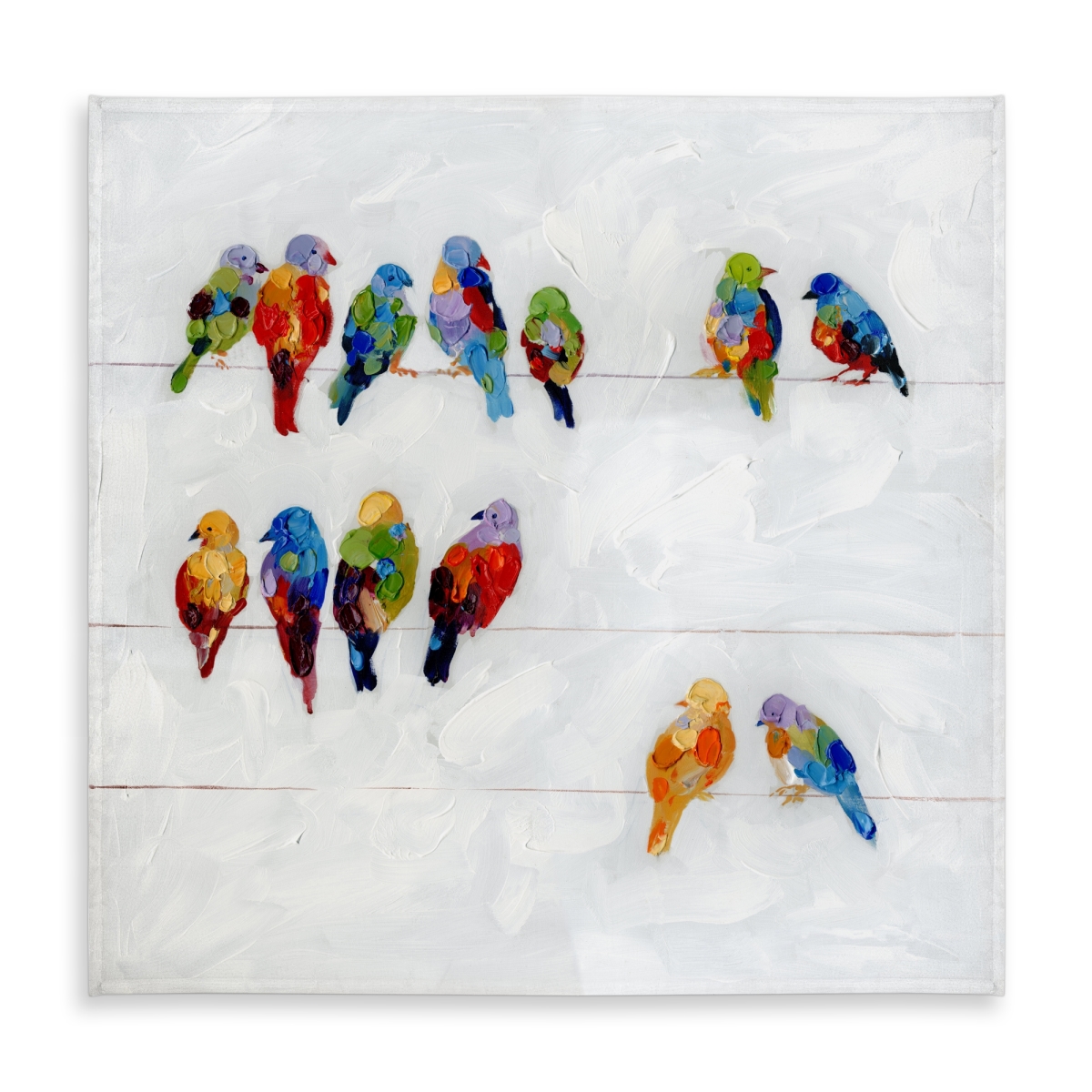 Picture of Begin Home Decor C1TC5858YUH1QD 58 x 58 in. Contemporary Blue Tablecloth - Colorful Birds on A Wire Decor