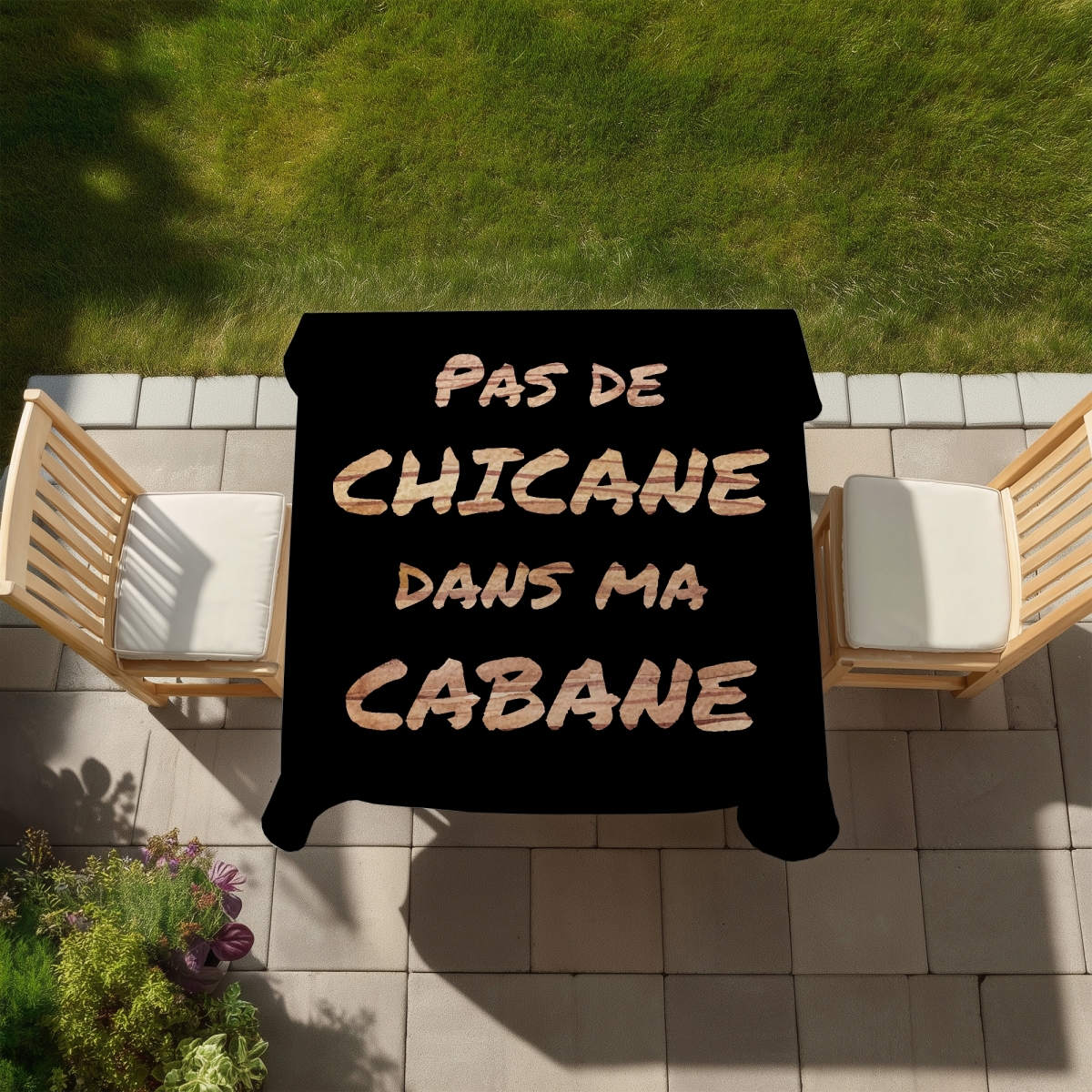 Picture of Begin Home Decor C1TC5858XD4NFN 58 x 58 in. Brown Motivational Tablecloth - No Dispute in My House Design