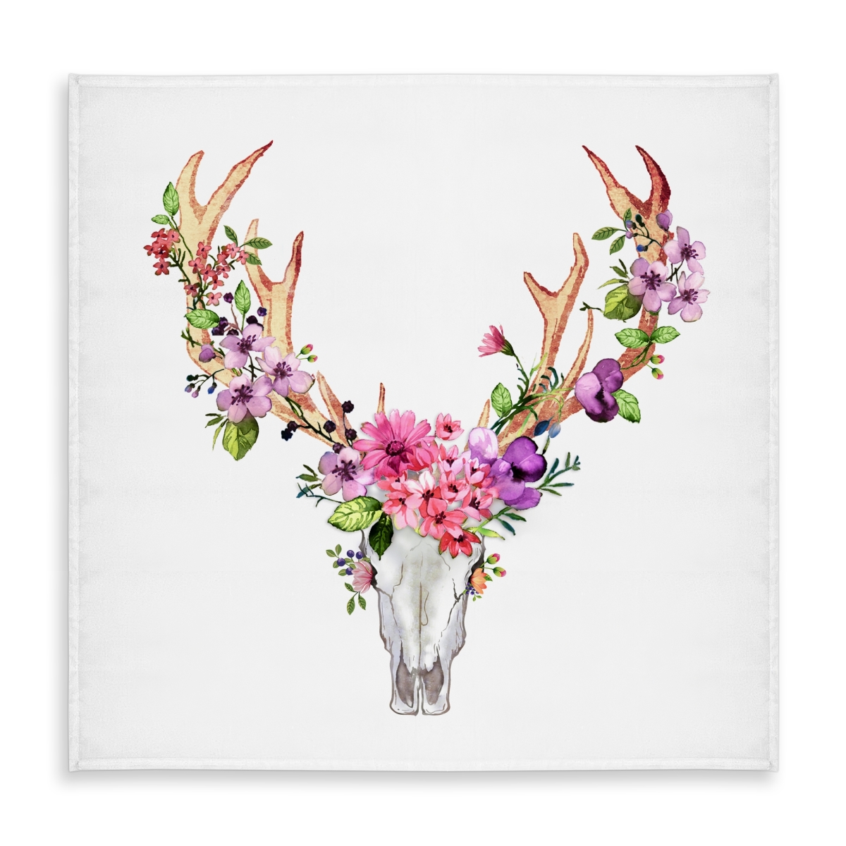 Picture of Begin Home Decor C1TC5858ZKG14T 58 x 58 in. Deer Skull with Flowers Tablecloth - Indoor & Outdoor Decor