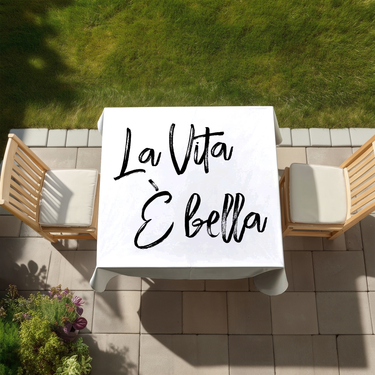 Picture of Begin Home Decor C1TC5858JQ95VW 58 x 58 in. Monochrome Black La Vita Bella Tablecloth - Home Decor
