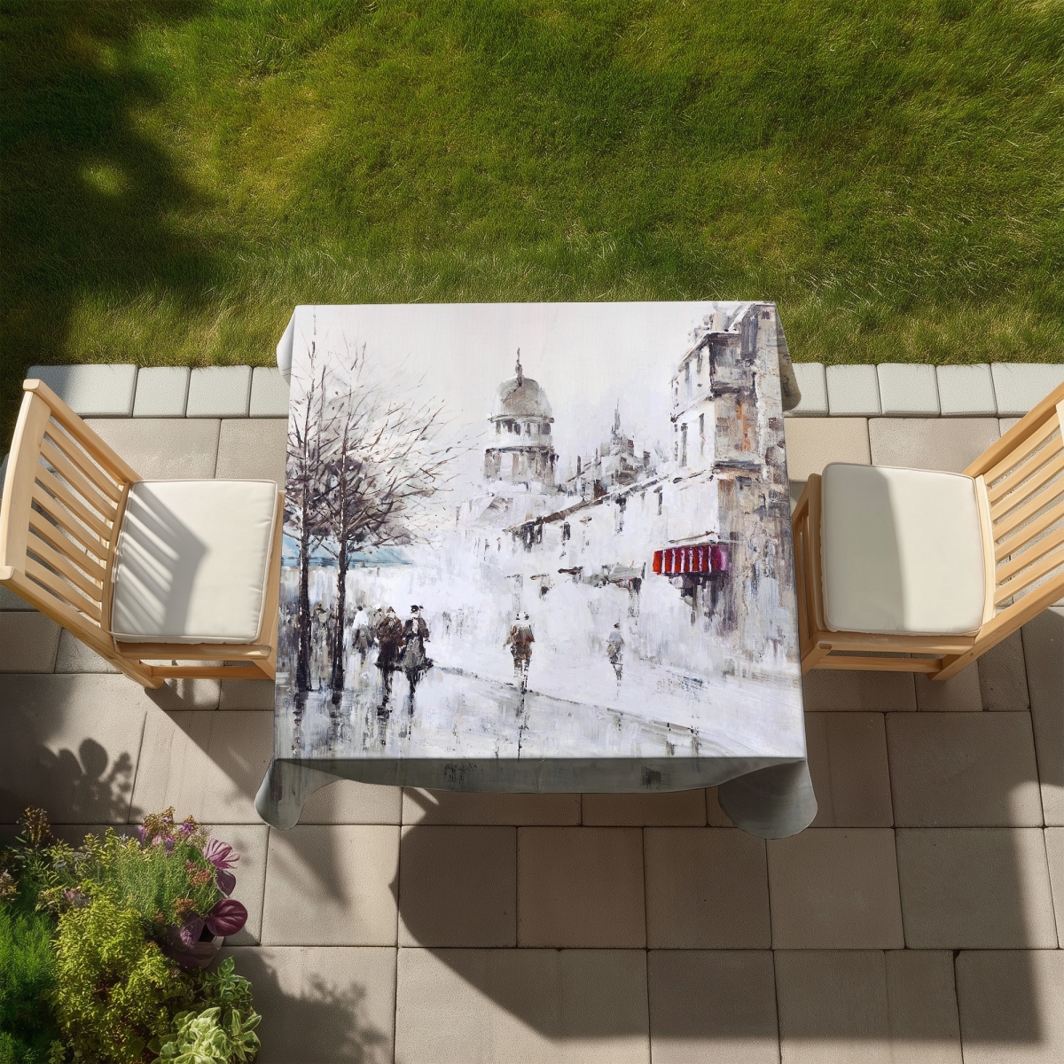 Picture of Begin Home Decor C1TC58588ZZOH7 58 x 58 in. Gray City Street Tablecloth - Indoor & Outdoor Home Decor