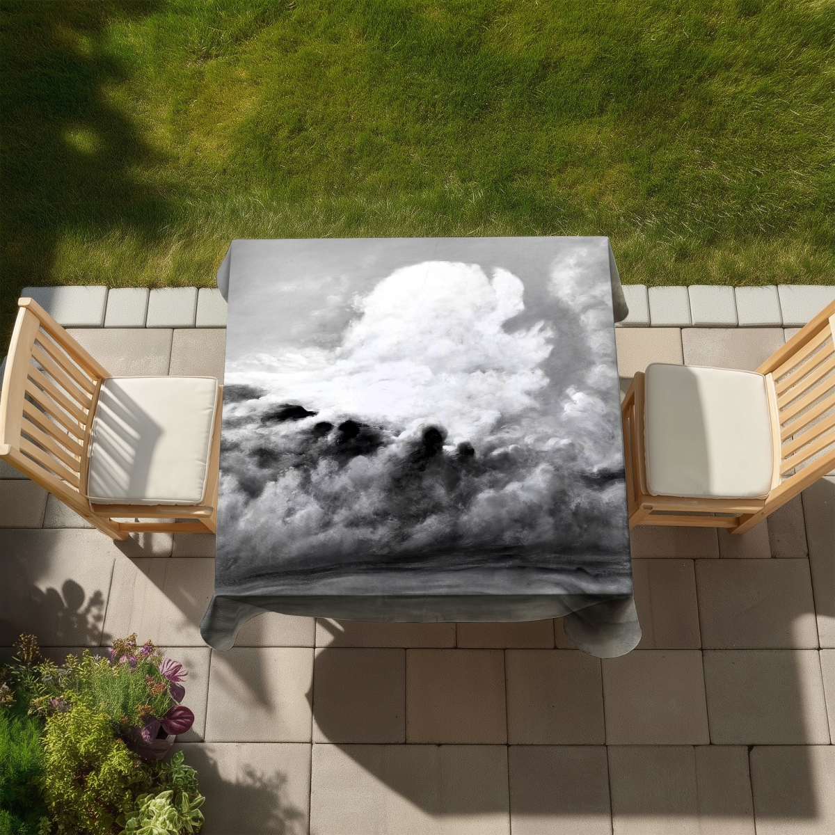 Picture of Begin Home Decor C1TC5858AXN32C 58 x 58 in. Clouds Tablecloth - Mountains White Bedroom Decor Indoor & Outdoor