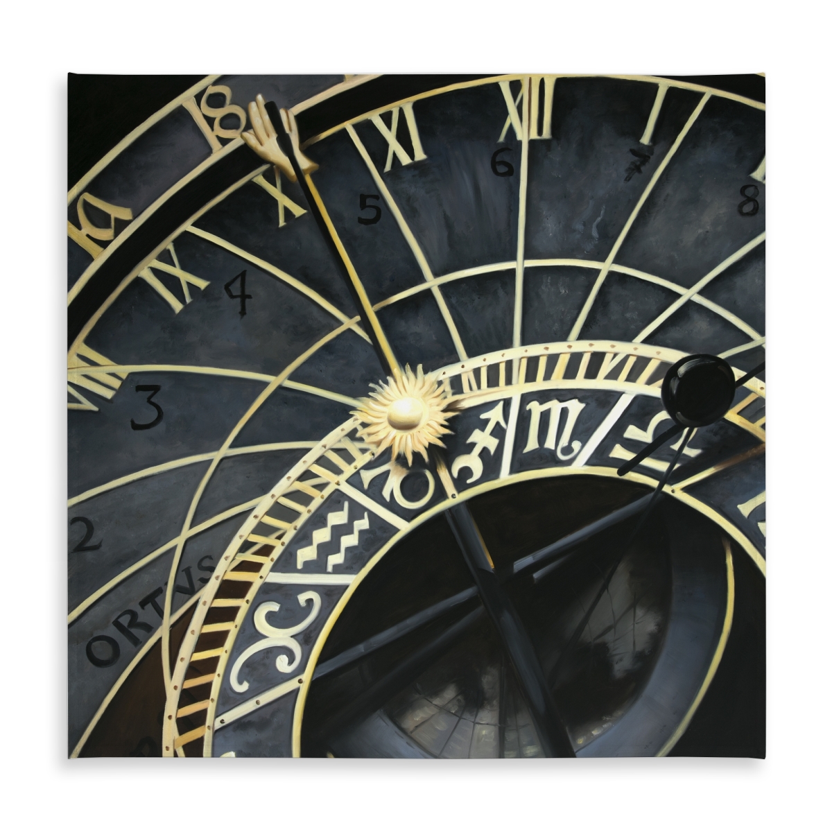 Picture of Begin Home Decor C1TC5858MOQ4YK 58 x 58 in. Astrologic Clock Tablecloth - Spiritual Black Space Decor