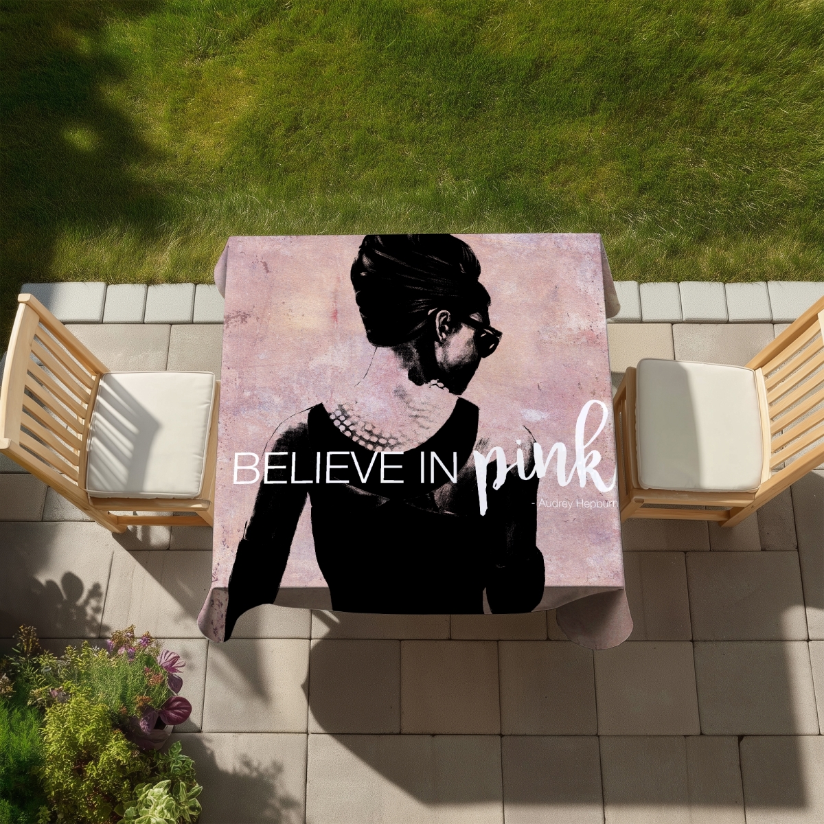 Picture of Begin Home Decor C1TC5858SNV67V 58 x 58 in. Industrial Black Tablecloth - I Believe in Pink - Home Decor