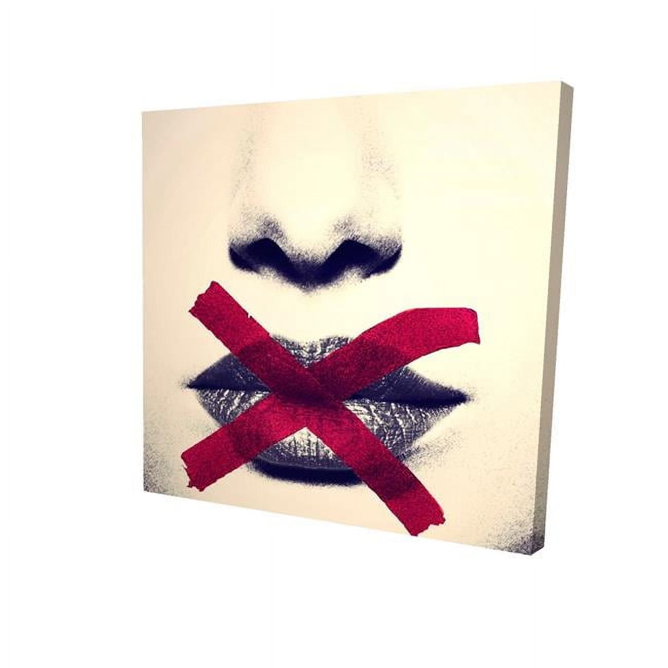 8 x 8 in. Greyscale Lips with A Red X-Print on Canvas