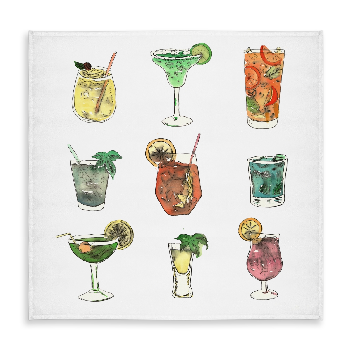 Picture of Begin Home Decor C1TC58582TWNL1 58 x 58 in. Colorful Cocktails Tablecloth - Indoor & Outdoor Home Decor
