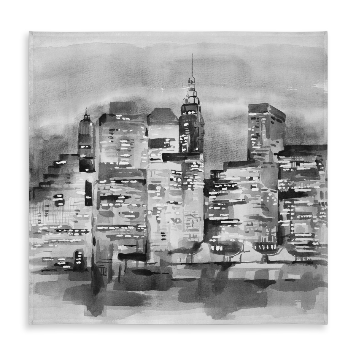 Picture of Begin Home Decor C1TC5858CYENTN 58 x 58 in. Watercolor Cityscape Tablecloth - Indoor & Outdoor Home Decor