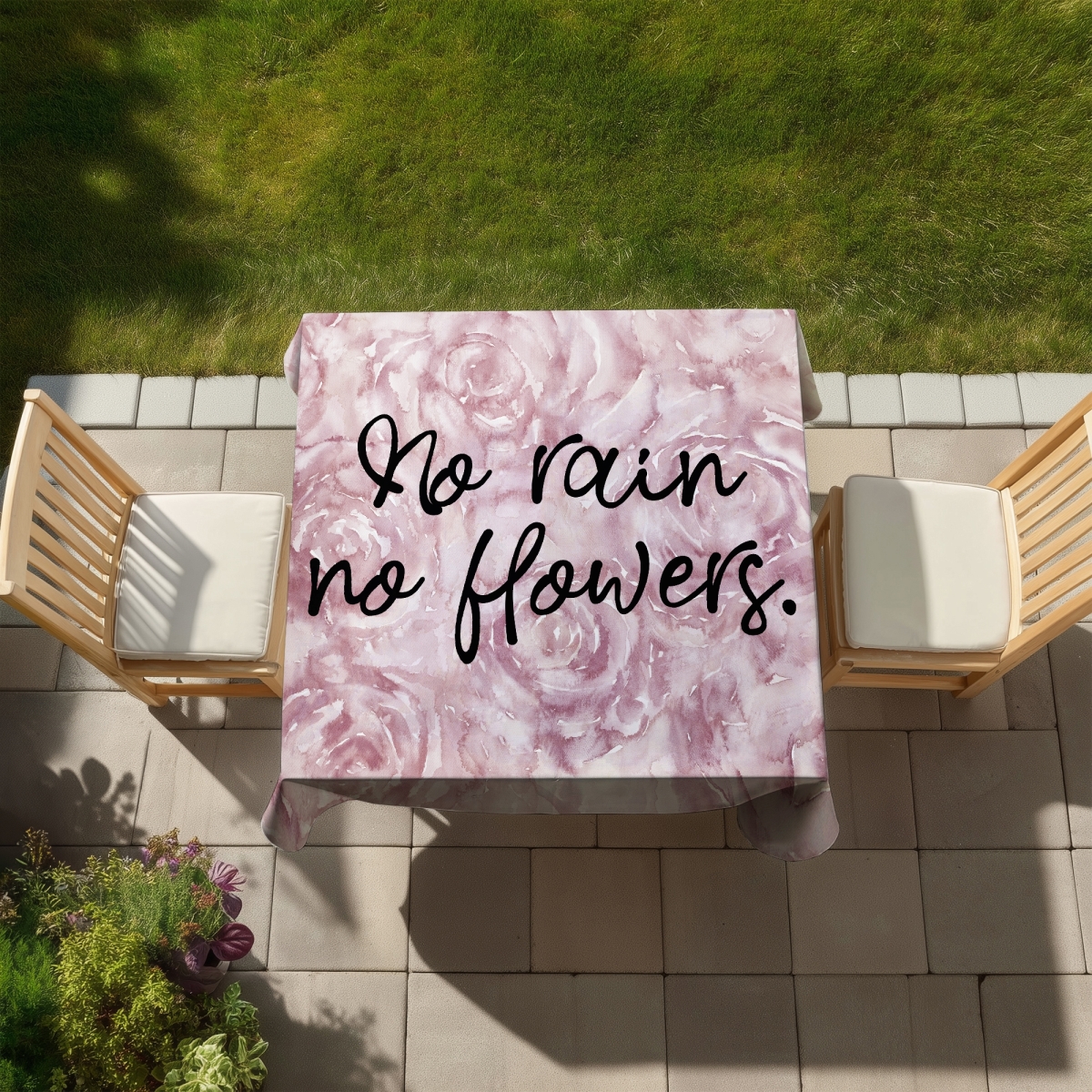 Picture of Begin Home Decor C1TC5858TJE5IB 58 x 58 in. No Rain No Flowers Tablecloth - Romantic Floral Home Decor