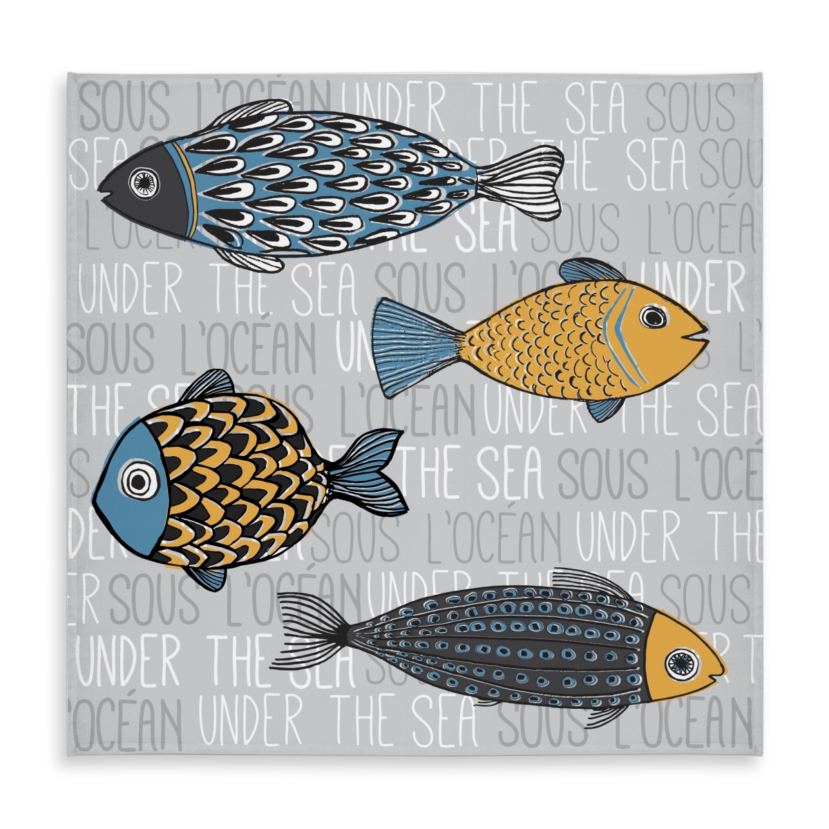 Picture of Begin Home Decor C1TC58584BQFNA 58 x 58 in. Nautical Fish Tablecloth - Marine Bedroom Decor - Indoor & Outdoor