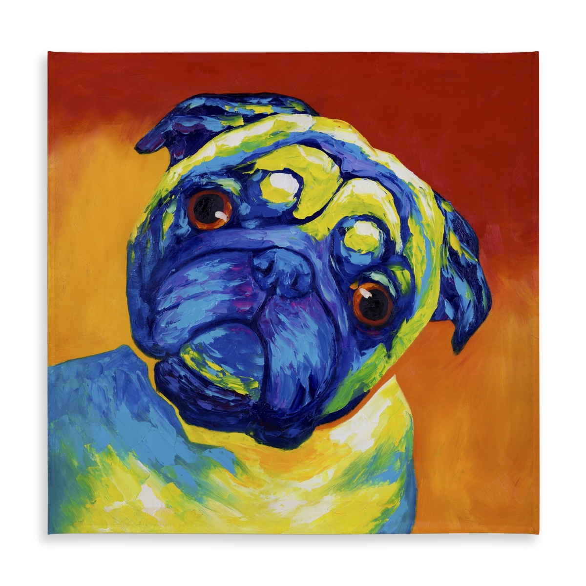 Picture of Begin Home Decor C1TC5858N2PKHO 58 x 58 in. Curious Pug Tablecloth - Contemporary Animals Decor for Home