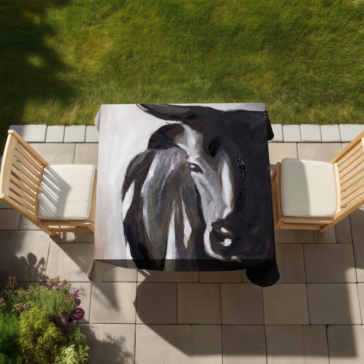 Picture of Begin Home Decor C1TC5858T9HBC3 58 x 58 in. Bull Head Tablecloth - Brown Contemporary Bedroom Decor