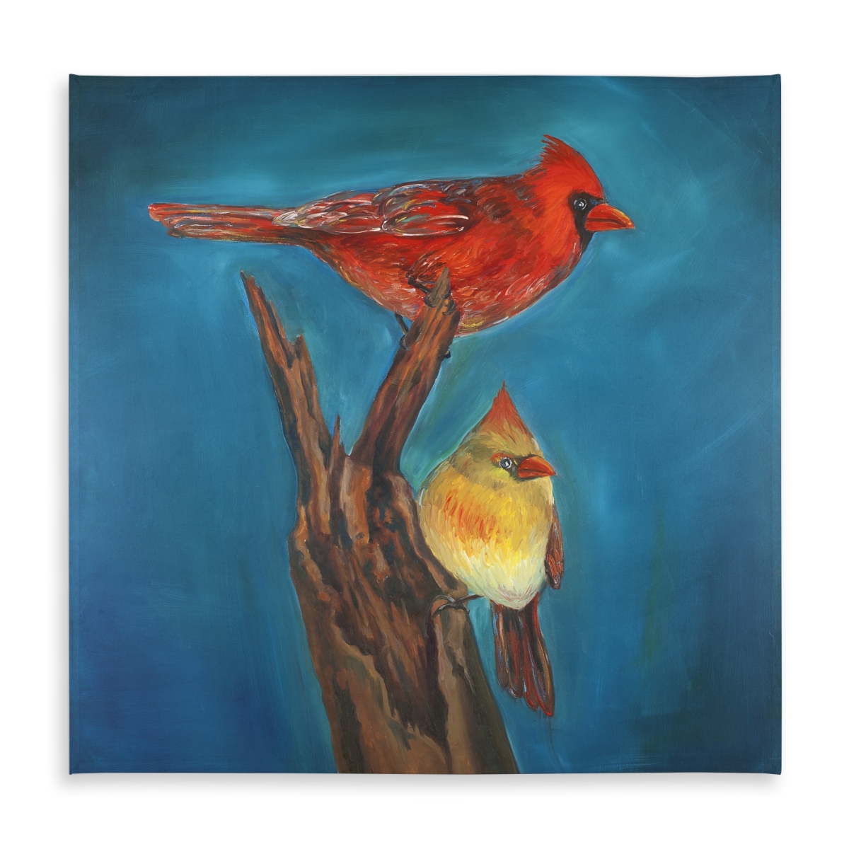 Picture of Begin Home Decor C1TC5858RGGE0H 58 x 58 in. Bird Blue Tablecloth - Birds on A Branch - Indoor & Outdoor Decor
