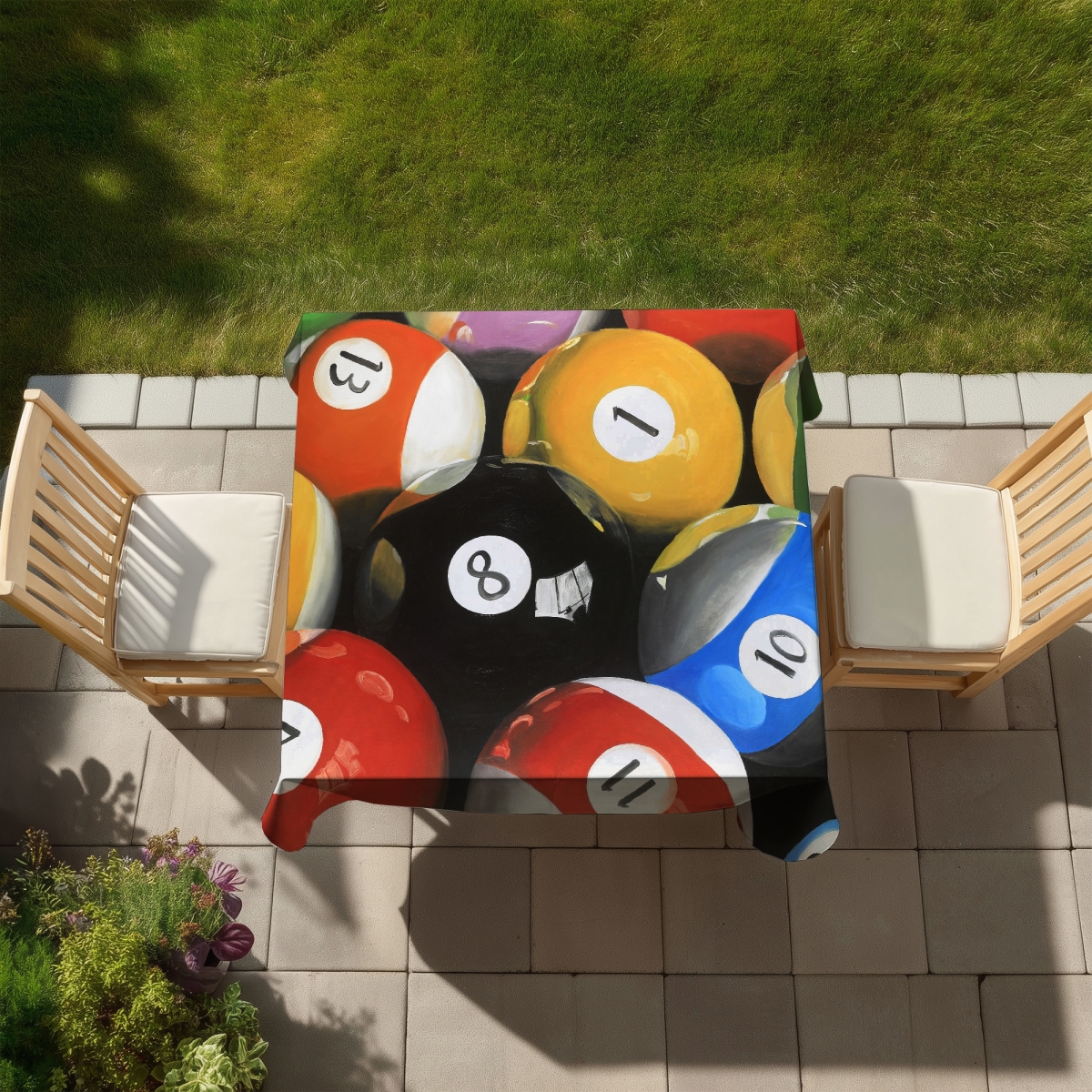 Picture of Begin Home Decor C1TC5858CR0NOD 58 x 58 in. Pool Balls Closeup Tablecloth - Indoor & Outdoor Home Decor