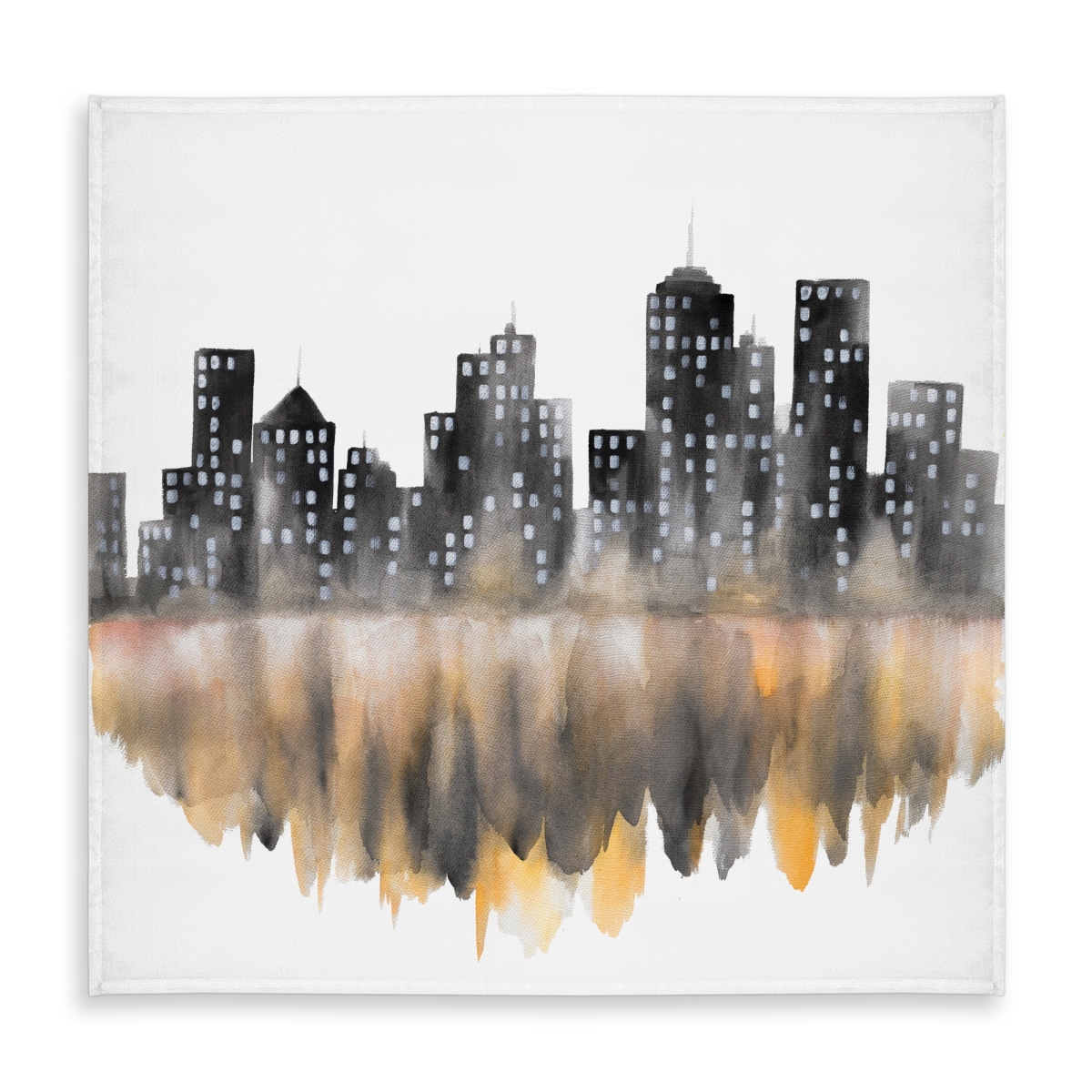 Picture of Begin Home Decor C1TC5858UGRGU9 58 x 58 in. Yellow Watercolor Cityscape Tablecloth - Indoor Outdoor Decor