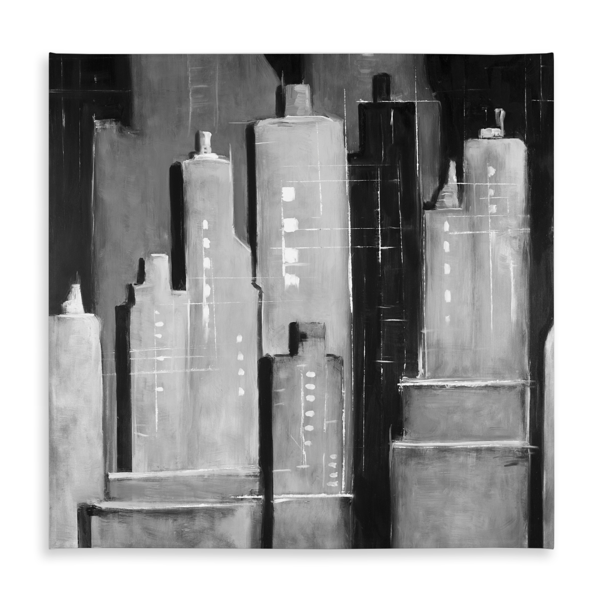 Picture of Begin Home Decor C1TC5858AP3PKX 58 x 58 in. Abstract Black & White Buildings Tablecloth - Indoor & Outdoor Decor