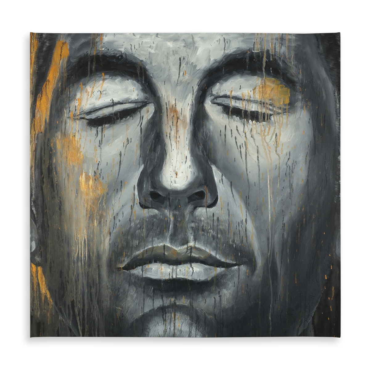 Picture of Begin Home Decor C1TC5858RQ3DVM 58 x 58 in. Gray Abstract Man Portrait Tablecloth - Indoor & Outdoor Decor