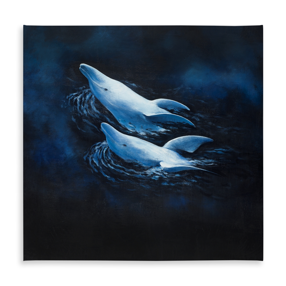 Picture of Begin Home Decor C1TC58582XUN5A 58 x 58 in. Blue Dolphin Tablecloth - Indoor & Outdoor Home Decor